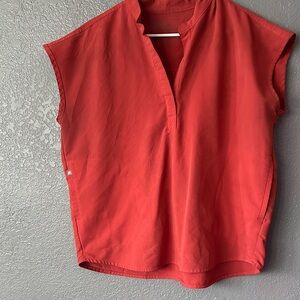 Figs Bold Red Cap Sleeve Blouse